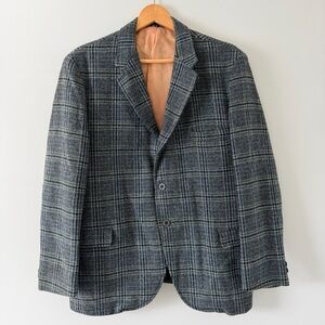 Vintage Blue Plaid 3-button Blazer